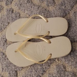 Havaianas White Flip Flops Womens 39/40
